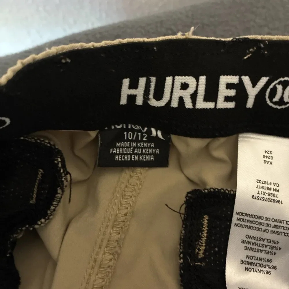 Hurley Boys Jogger Pants Size 10/12 Beige Drawstring With Elastic Waist Youth